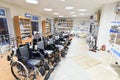 Moscow, Russia - Mar 28. 2024. Wheelchairs in a medical store in Zelenograd