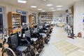 Moscow, Russia - Mar 28. 2024. Wheelchairs in a medical store in Zelenograd