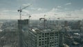 MOSCOW, RUSSIA - MARCH 5, 2021. Construction site of modern residential buildings in the northern part of Moscow, roof