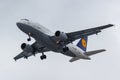 Moscow, Russia - March 17, 2019: Aircraft Airbus A319-114 D-AILE of Lufthansa going to landing at Domodedovo international airport