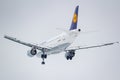 Moscow, Russia - March 17, 2019: Aircraft Airbus A319-114 D-AILE of Lufthansa going to landing at Domodedovo international airport