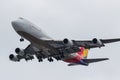 Moscow, Russia - March 17, 2019: Aircraft Boeing 747-48EBDSF HL7413 of Asiana Airlines going to landing at Domodedovo Royalty Free Stock Photo