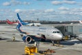 Moscow, Russia - March 25, 2017 Aircraft maintenance at Moscow`s Sheremetyevo airport.