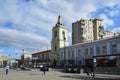 Moscow, Russia - March 14, 2016. Belfry of Temple of Beheading of John the Baptist on Caesar Kunikov Square