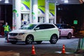 MOSCOW, RUSSIA - MARCH 20, 2018: The car is being refueled at the BP Connect petrol station on the highway in the busy Moscow Royalty Free Stock Photo