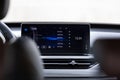 moscow, russia - march 18, 2020: close up of multimedia system monitor in new chineese flagship SUV chery tiggo 8 plus