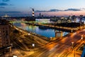 MOSCOW, RUSSIA - MARCH 29, 2021: Evening panoramic view from above of the Kiev railway station