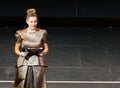 Famous Russian actress Maria Kozhevnikova is conducting a beauty contest on the stage of the New Opera theater