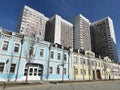 Moscow, Russia, March, 21, 2024. Historical buildings at the address: Moscow, Shkolnaya Street, houses 47-49