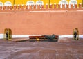 Moscow, Russia-March 19, 2018: The honor guard of the Kremlin regiment guarding the Eternal Flame Royalty Free Stock Photo