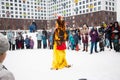 Moscow, Russia- March, 14, 2021: maslenitsa festival celebration outdoor party