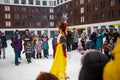 Moscow, Russia- March, 14, 2021: maslenitsa festival celebration outdoor party