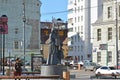 Moscow, Russia - March 14, 2016. monument dedicated to 7th Division Bauman People's Volunteer Corps in World War II