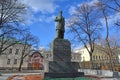 Moscow, Russia - March 14, 2016. Monument of revolutionary Bauman on Yelokhovsky Square