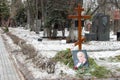 Moscow, Russia. 3 March 2017: Novodevichy Cemetery, the most famous cemetery in Moscow, Russia.