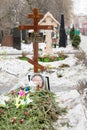 Moscow, Russia. 3 March 2017: Novodevichy Cemetery, the most famous cemetery in Moscow, Russia.