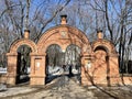 Moscow, Russia, March, 19, 2023. Gate to the territory of the church of Beheading of the head of John the Baptist in Dyakovo Royalty Free Stock Photo