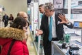 Visitors to the exhibition visiting the equipment and exhibits Royalty Free Stock Photo