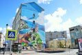 Moscow, Russia, March, 20, 2016,Pokrovka street, graffiti with the image of the Crimea on the front of the house