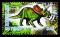Postage stamp printed in Chad shows Torosaurus latus, Dinosaurs serie, circa 2013