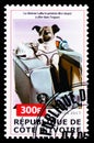 Postage stamp printed in Cote d`Ivoire shows Laika, First dog in space serie, 300 franc, circa 2017