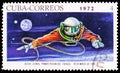 Postage stamp printed in Cuba shows Alexei Leonov, Soviet Spaceflight serie, circa 1972 Royalty Free Stock Photo