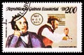 Postage stamp printed in Equatorial Guinea shows Franking stamps 1841, Sir Rowland Hill, Death Centary (I) serie, circa 1979