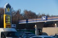 MOSCOW, RUSSIA - MARCH 20, 2018: Refueling station TNK in Moscow with a display of fuel prices under the Rosneft brand.