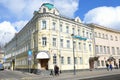 Moscow, Russia, March, 20, 2016, Russian scene: people walking near profitable home Zabelins-Kupriyanova in Moscow on street Pokro