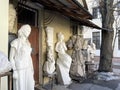 Moscow, Russia, March, 21, 2022. Sculptures in the courtyard of the house at the address: Moscow, Uspensky lane, 3A