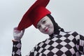 Smiling street actress at the St. Patrick`s Day Parade in the park Sokolniki in Moscow