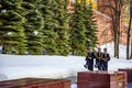 Soldiers of the Kremlin regiment go to change guard near the Eternal Flame and the Tomb of the Unkn Royalty Free Stock Photo