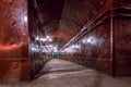 Moscow, Russia - March. 2013: Tunnel at Bunker-42, anti-nuclear underground facility of Soviet Union