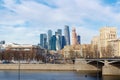 Moscow, Russia - March 25, 2018: View of the Moscow international business center Moscow-city with the Rostovskaya embankment
