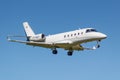 Moscow, Russia - May 19, 2019: Aircraft Gulfstream G150 T7-GLT landing at Vnukovo international airport in Moscow on a blue sky