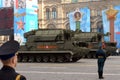 All-weather tactical anti-aircraft missile system `TOR-M2` at the dress rehearsal of the military parade in honor of Victory Day o