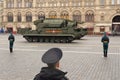 All-weather tactical anti-aircraft missile system `Tor-M2` at the military parade in honor of Victory Day on Moscow`s Red Square