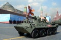 Armored personnel carrier BTR-82A at the dress rehearsal of the parade on red square in honor of Victory Day Royalty Free Stock Photo