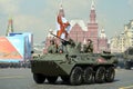 Armored personnel carrier BTR-82A at the dress rehearsal of the parade on red square in honor of Victory Day Royalty Free Stock Photo