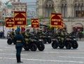 Army all-terrain vehicles AM - 1 on red square during a rehearsal parade