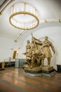 Belorusskaya Metro Station, soldier sculpture - Moscow, Russia