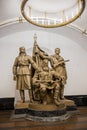 Belorusskaya Metro Station, soldier sculpture - Moscow, Russia