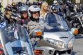 Moscow, Russia - May 04, 2019: Bikers in an organized column ride along Garden Ring in Moscow. Motofestival MosMotoFest 2019. Royalty Free Stock Photo