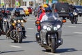 Moscow, Russia - May 04, 2019: Bikers in an organized column ride along Garden Ring in Moscow. Motofestival MosMotoFest 2019. Royalty Free Stock Photo