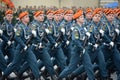 Cadets of the Academy of civil protection of EMERCOM of Russia during the parade on red square in honor of victory Day Royalty Free Stock Photo