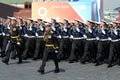 Cadets of the black sea higher naval school named after Nakhimov at the dress rehearsal of the Victory day parade