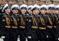 Cadets of the Kronstadt naval cadet military corps during the parade on red square in honor of victory Day
