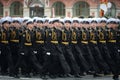 Cadets of the Kronstadt naval cadet military corps during the parade on red square in honor of victory Day