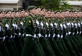 Cadets of the Serpukhov branch of the military academy of the Strategic Missile Forces during the dress rehearsal of the parade.