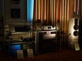 Cambridge audio system in a dark room at the Hi-Fi High End Show Royalty Free Stock Photo